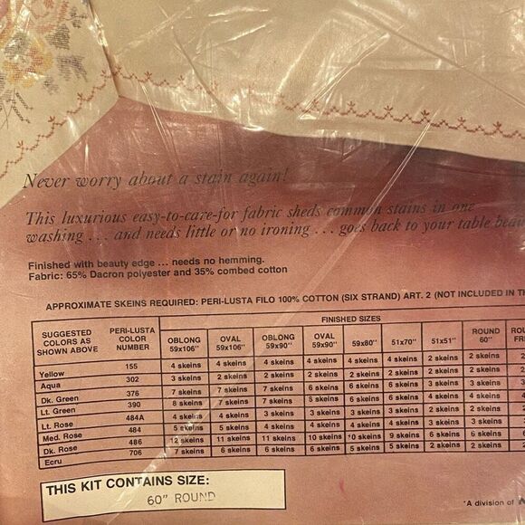 Vintage Paragon Needlecraft Tablecloth Cascade Rose NIP - Picture 6 of 7